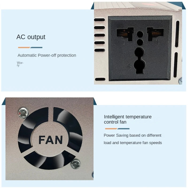 Инвертор 12V 220V соларен инвертор 500W 1000W 1500W 2000W преносим трансформатор за напрежение автоматичен заряден конвертор за кола захранващ инвертор