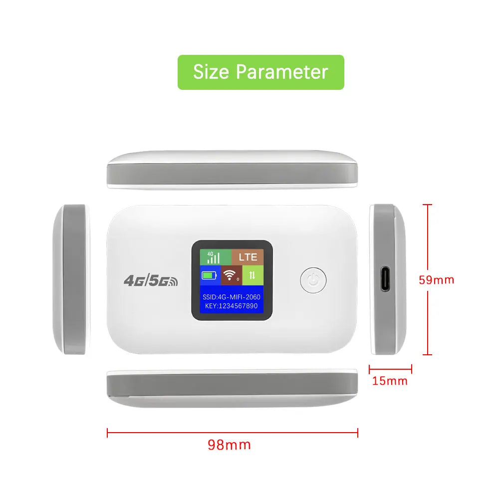 Travel WiFi Hotspot with SIM Slot 4G Mobile 300Mbps LED Display Supports 10 Devices