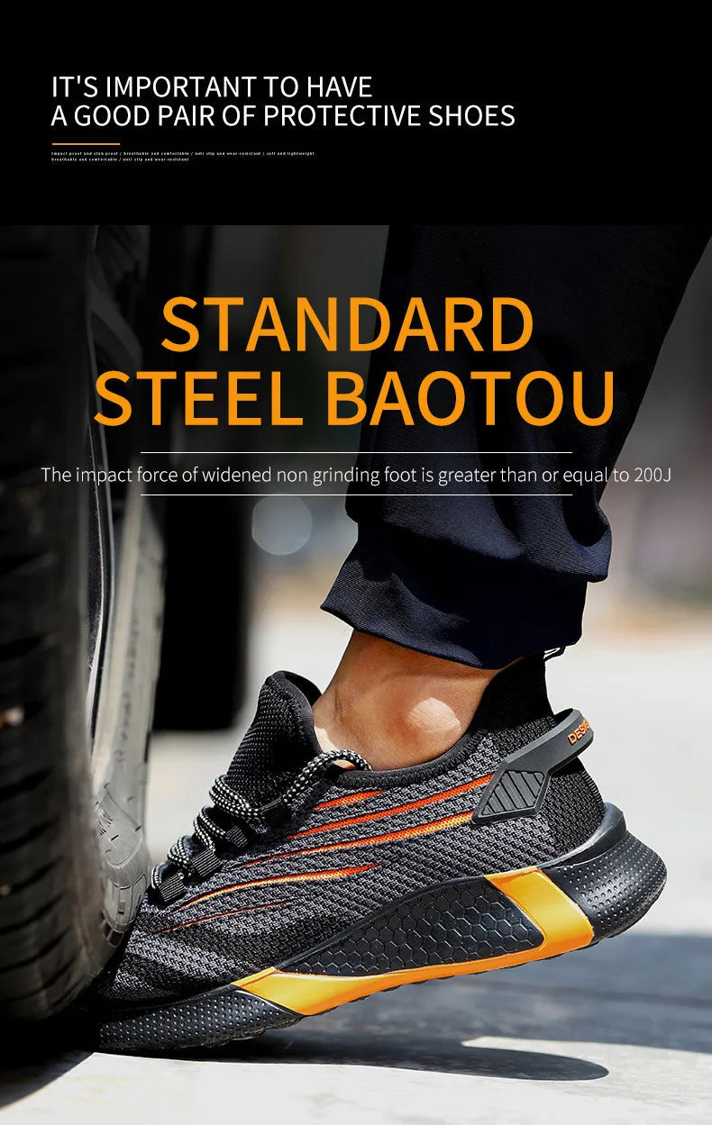 Men Work Safety Shoes Anti-puncture Working Sneakers Male Indestructible Work Shoes Men Boots Lightweight Men Shoes Safety Boots 