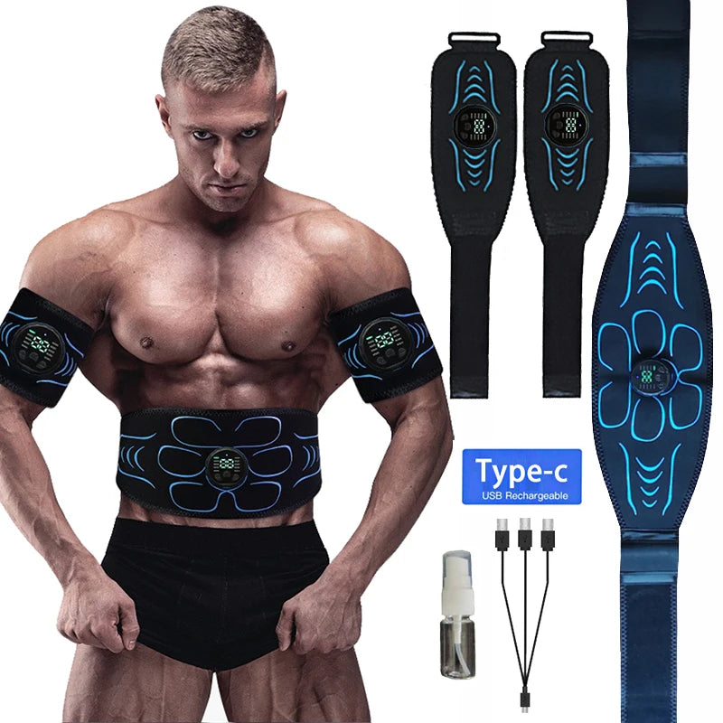EMS Muscle Stimulator Abdominal Toning Belt Smart Muscle Toner Recharge Body Shaping Massage Belt Weight Loss Fitness Equipment 