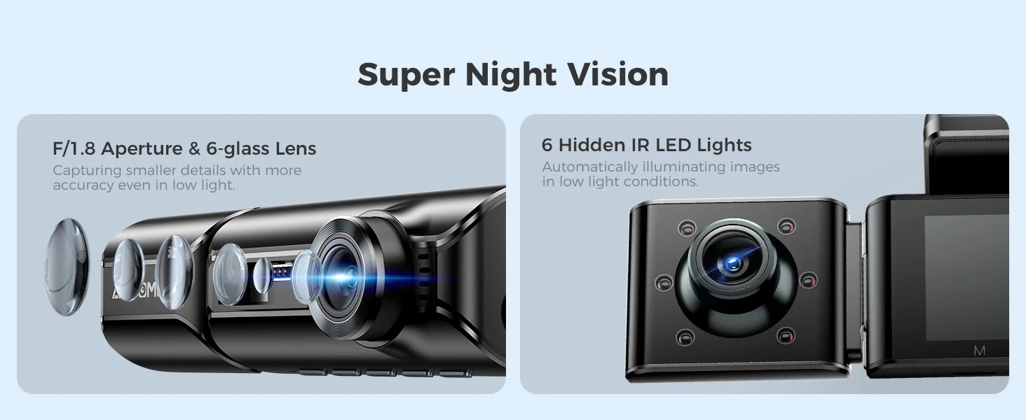 AZDOME M550 Pro Dash Cam 3‑Channel with GPS & WiFi