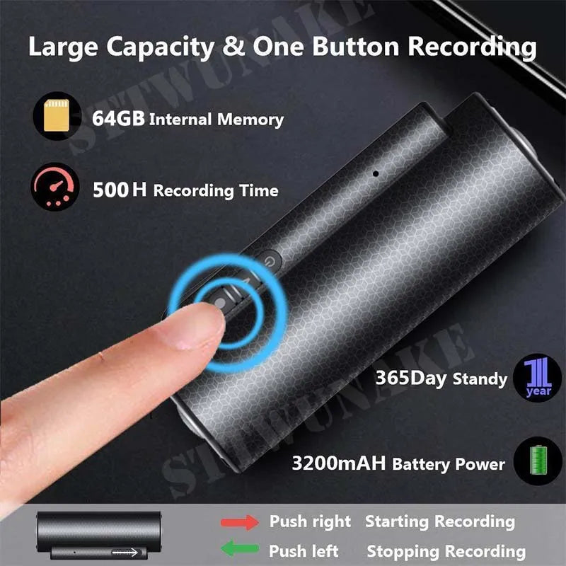 500 Hours Time Mini Voice Activated Recorder Built-in Magnet Small Digital Audio Recording Device Sound Dictaphone STTWUNAKE 