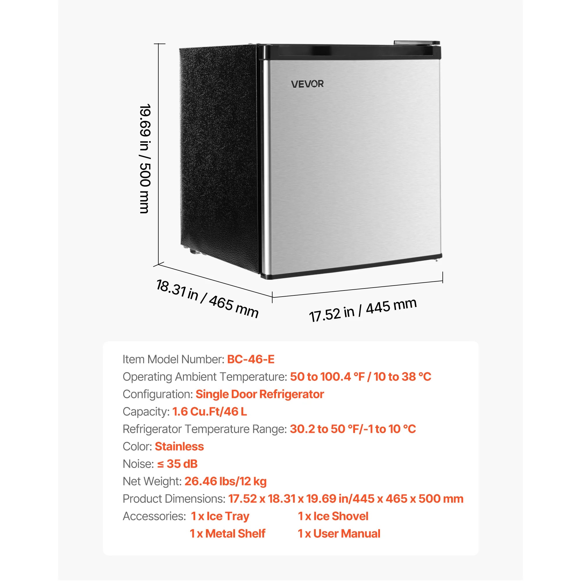 Mini Fridge with Freezer 3.2 Cu.Ft Two Door Compact Refrigerator