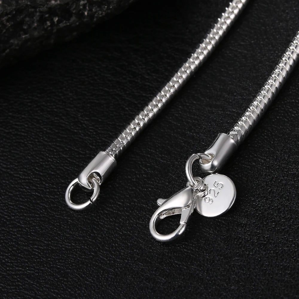45-60cm Silver Color 1MM/2MM/3MM solid Snake Chain Necklace For Men Women Fashion Jewelry for pendant free shipping 