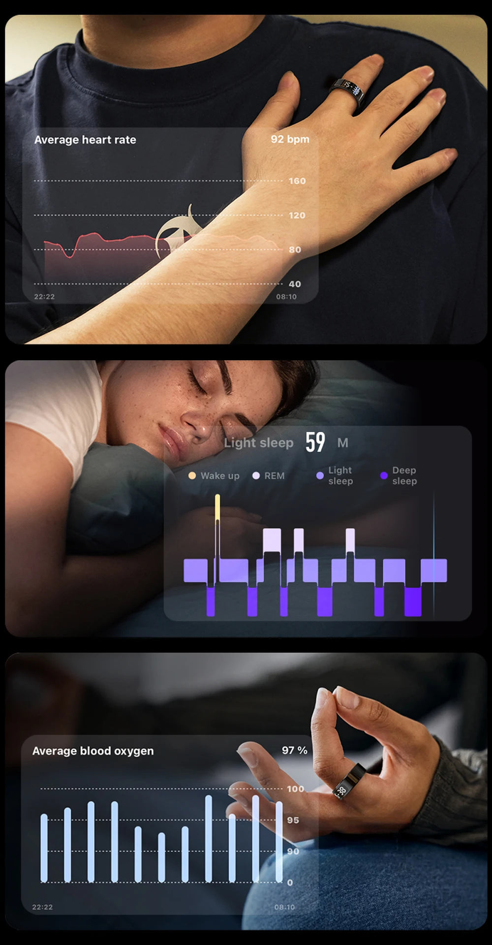 2025 COLMI R12 Smart Ring with Display Screen and Touch, Wireless Charging, Health Manager, 5 ATM Waterproof For Men Women 