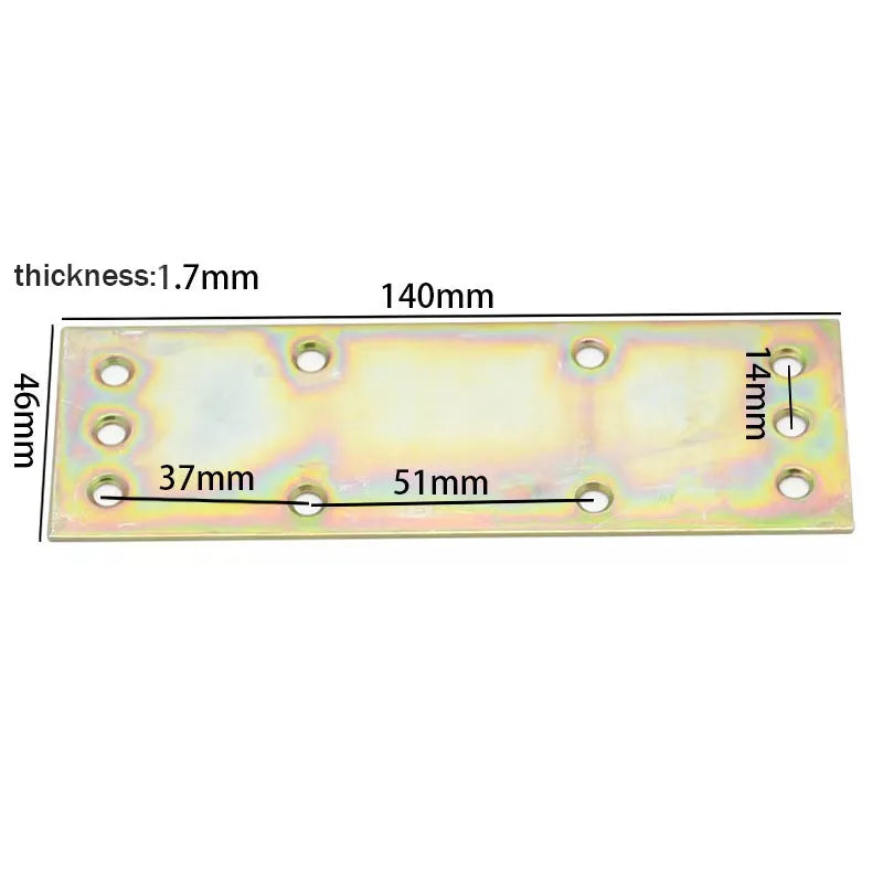 10-Piece Six-Hole Metal Flat Bracket Set for Shelves and Cabinets
