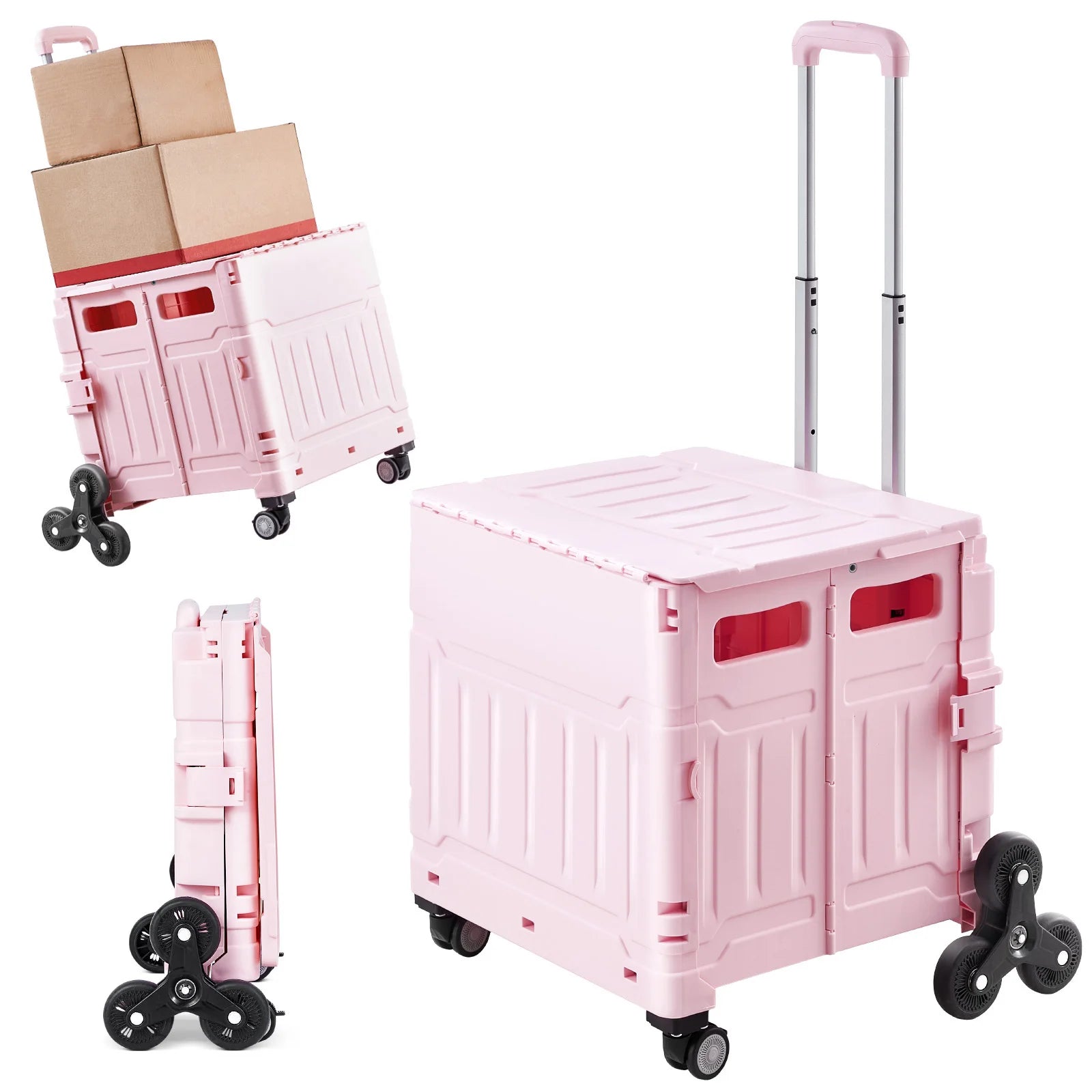 Trappestigende foldbar vogn med hjul, 150 lbs kapacitet transportvogn