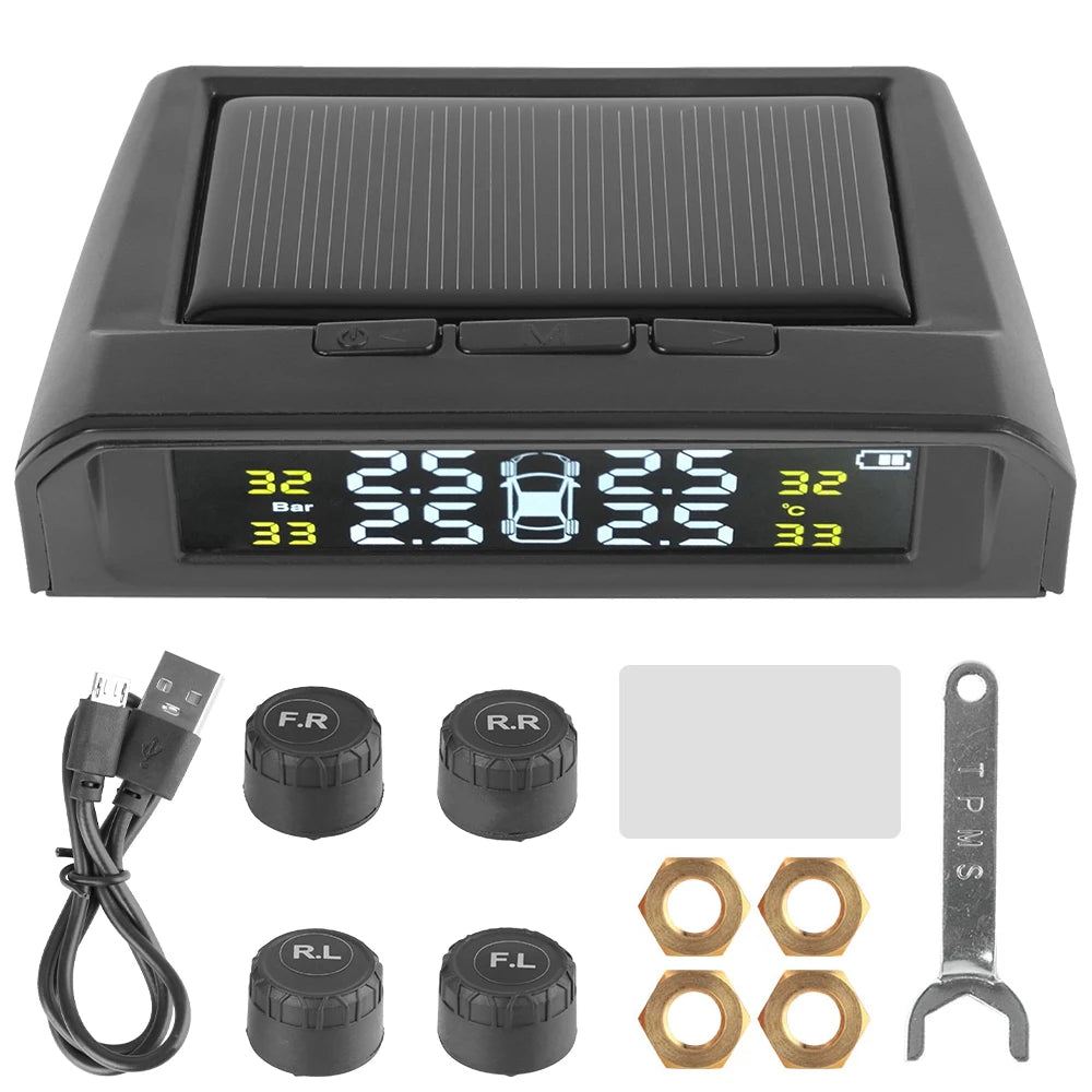 Solar TPMS Tire Pressure Monitoring System with External Sensors