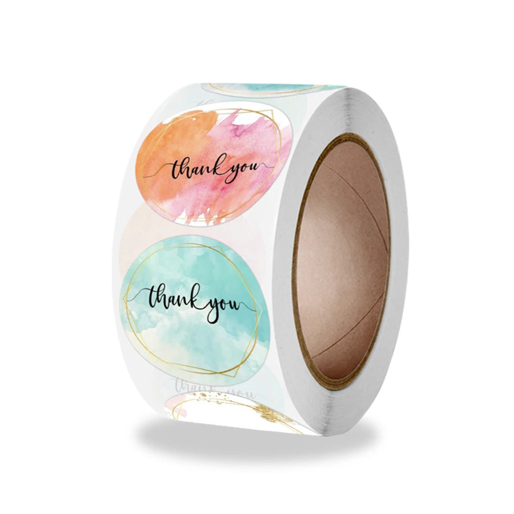 500pcs/Roll Thank You Stickers 2.5cm Cute Pink Gold Labels For Small Business Or Wedding Gift Decor Stationery Packaging Sticker
