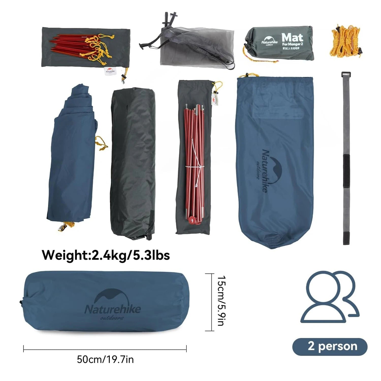 Naturehike Mongar 2-Person Ultralight Waterproof Trekking Tent