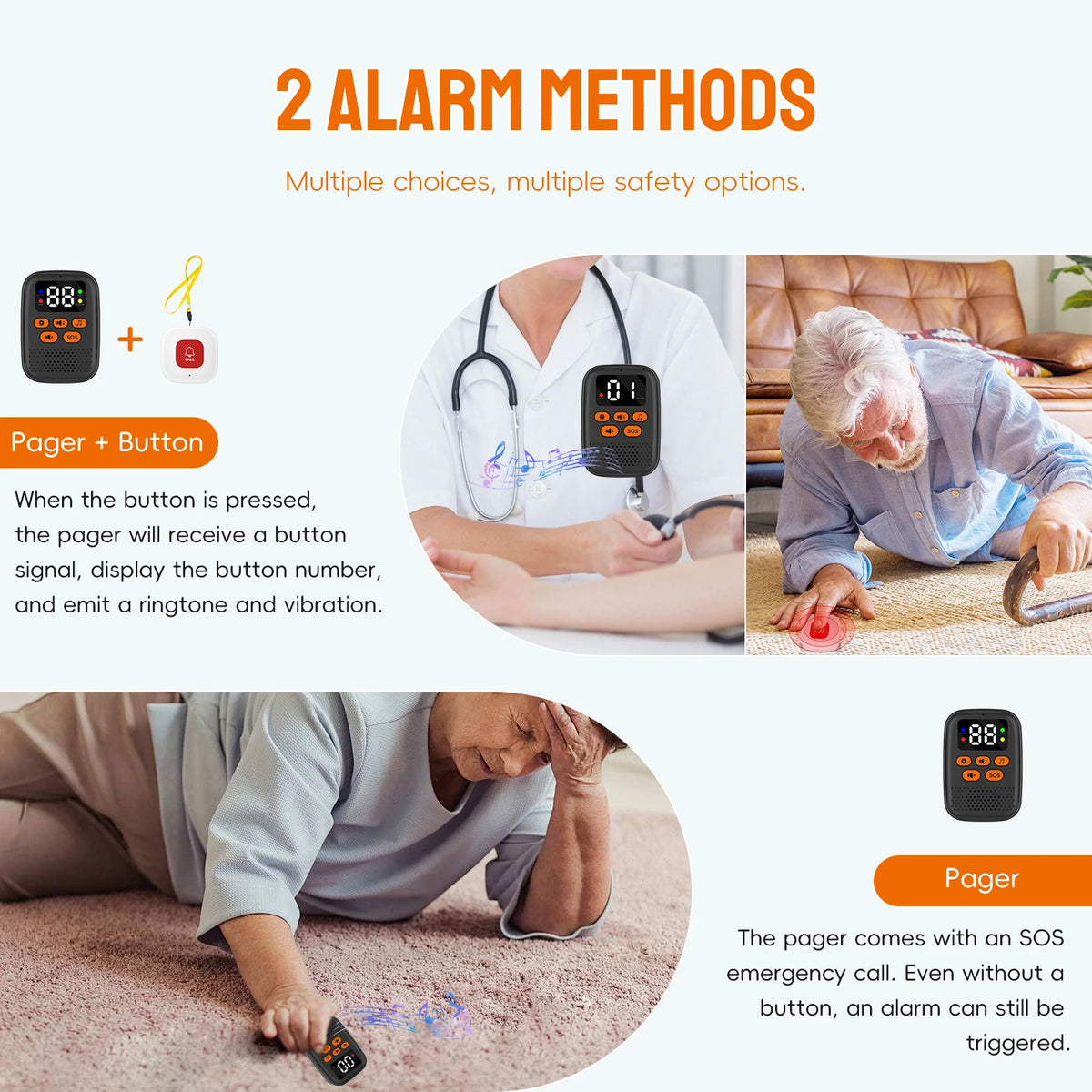 Wireless Caregiver Call Button and Pager Kit