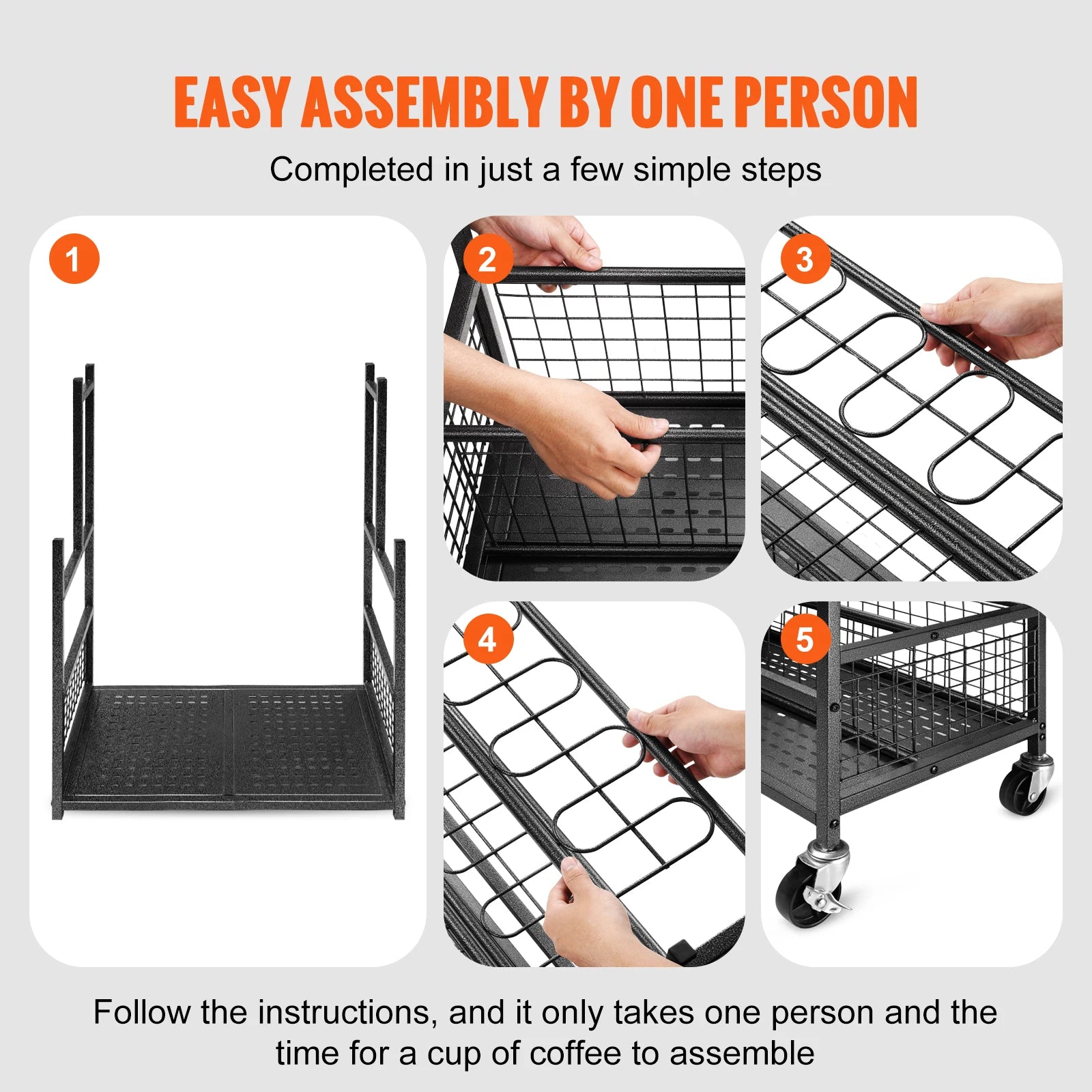 SucceBuy 16 Slots Garden Tool Organizer Yard Tool Tower Rack with Hooks Wheels Long-Handled Rake Stand Holder for Garage Storage