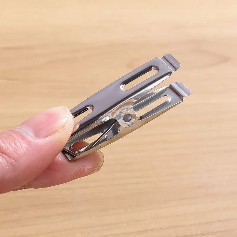 Stainless Steel Flat-Mouth Clips, 20 Pack