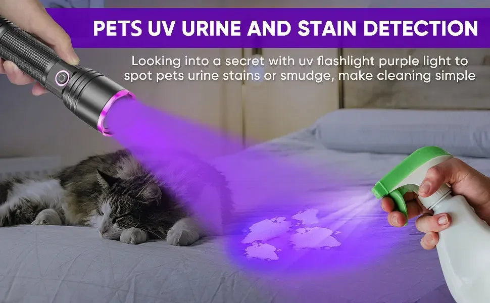 365nm Rechargeable UV Flashlight - Battery Options