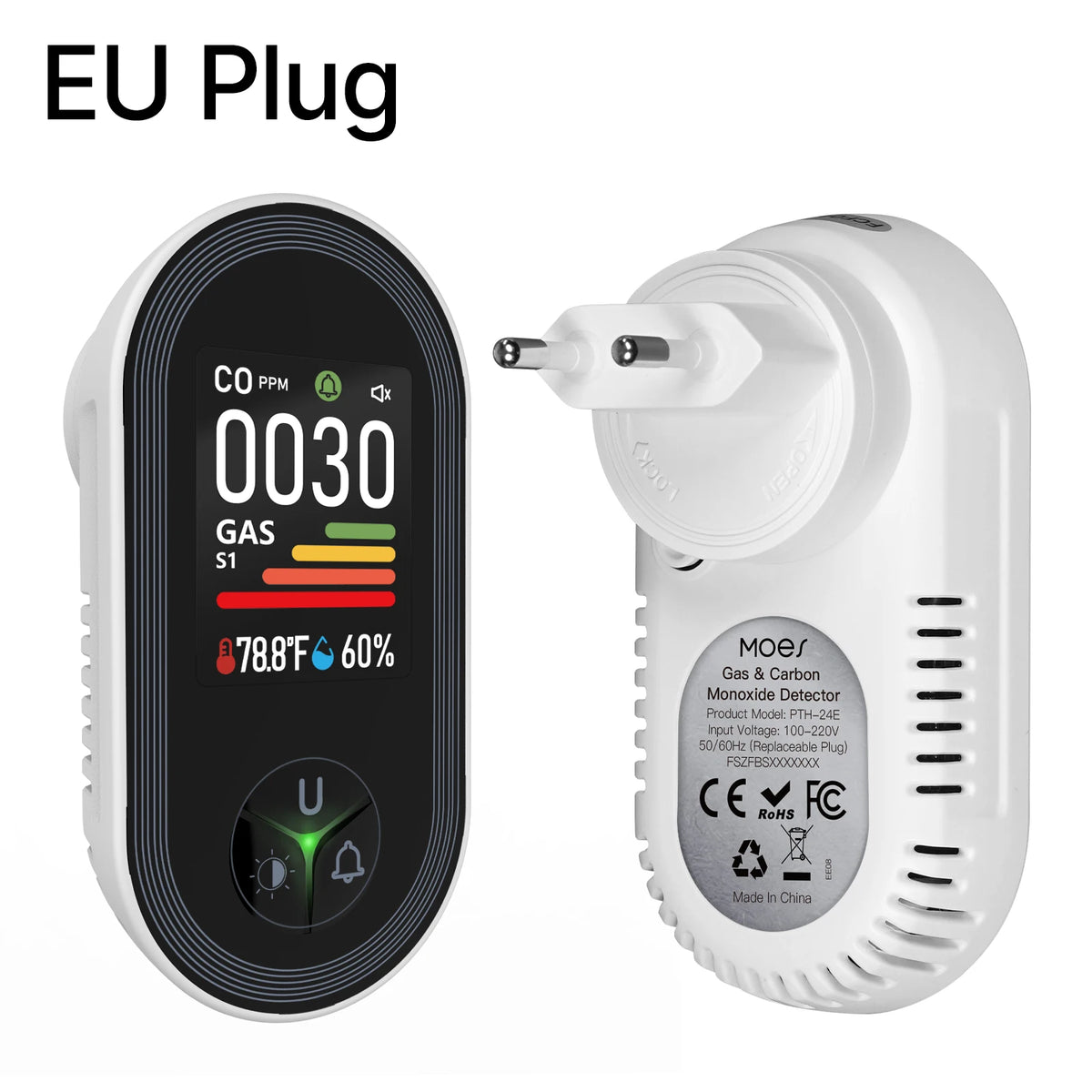 Plug-In CO and Combustible Gas Monitor with Display