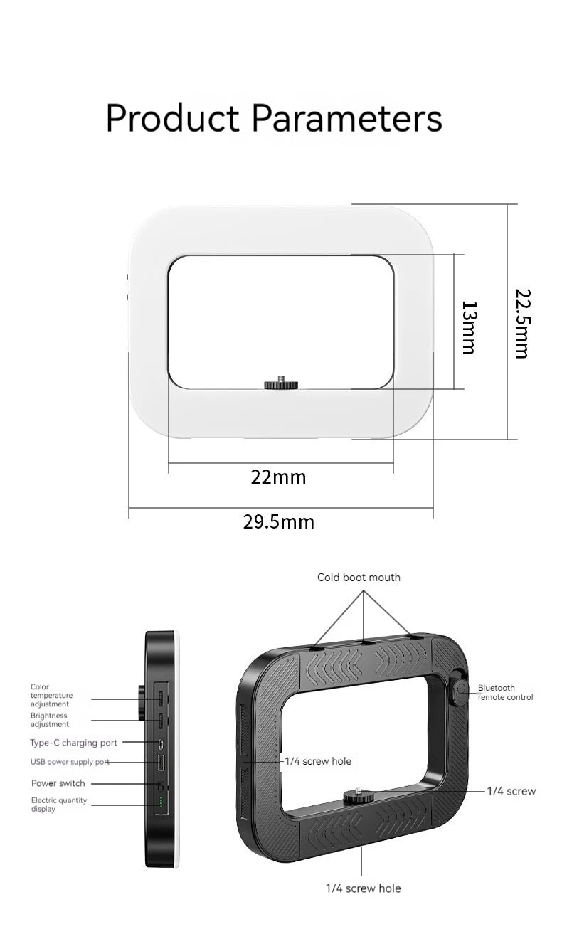 20W LED Ring Fill Light with Adjustable Color & Battery Power