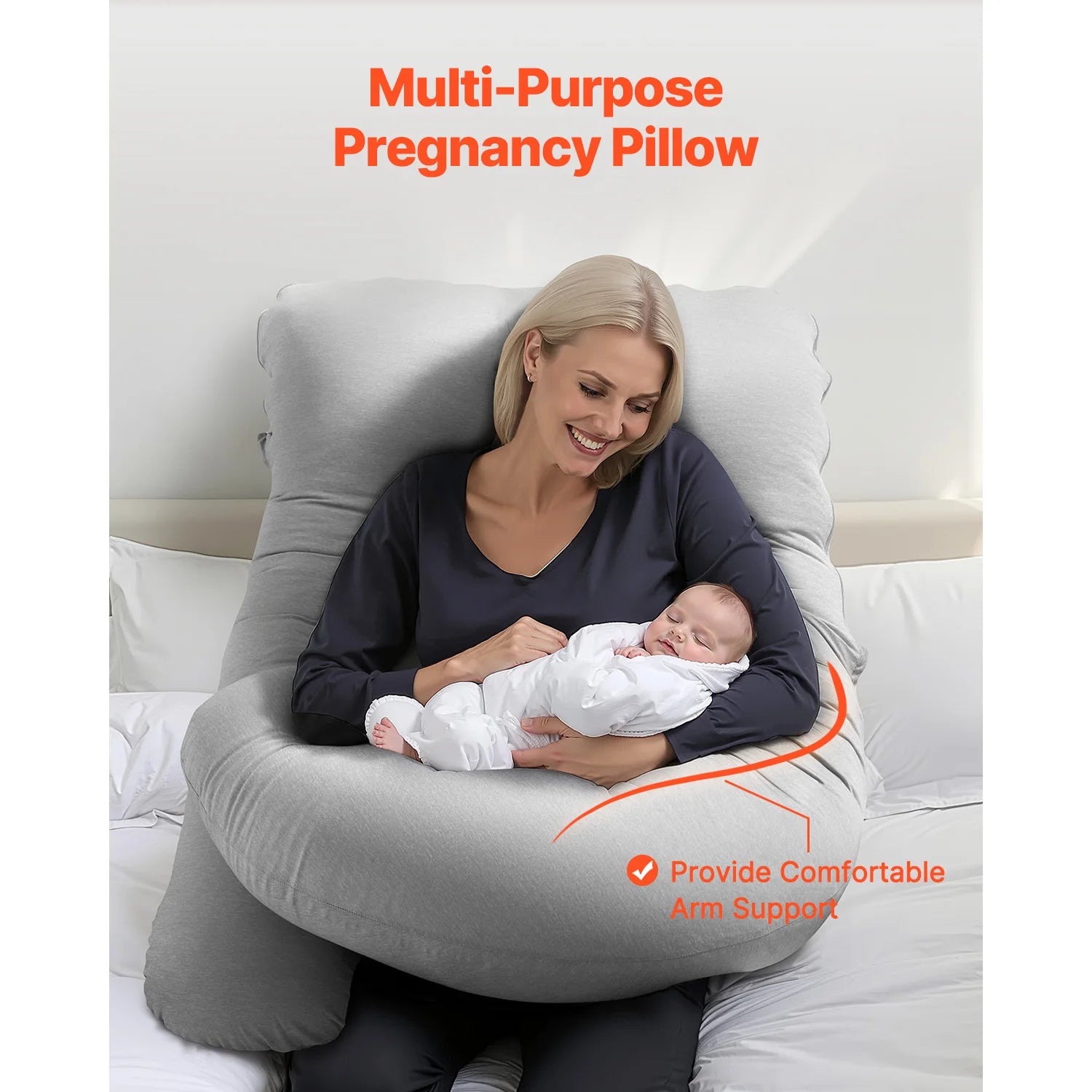 Full Body Pregnancy Pillow with Washable Cover for Better Sleep