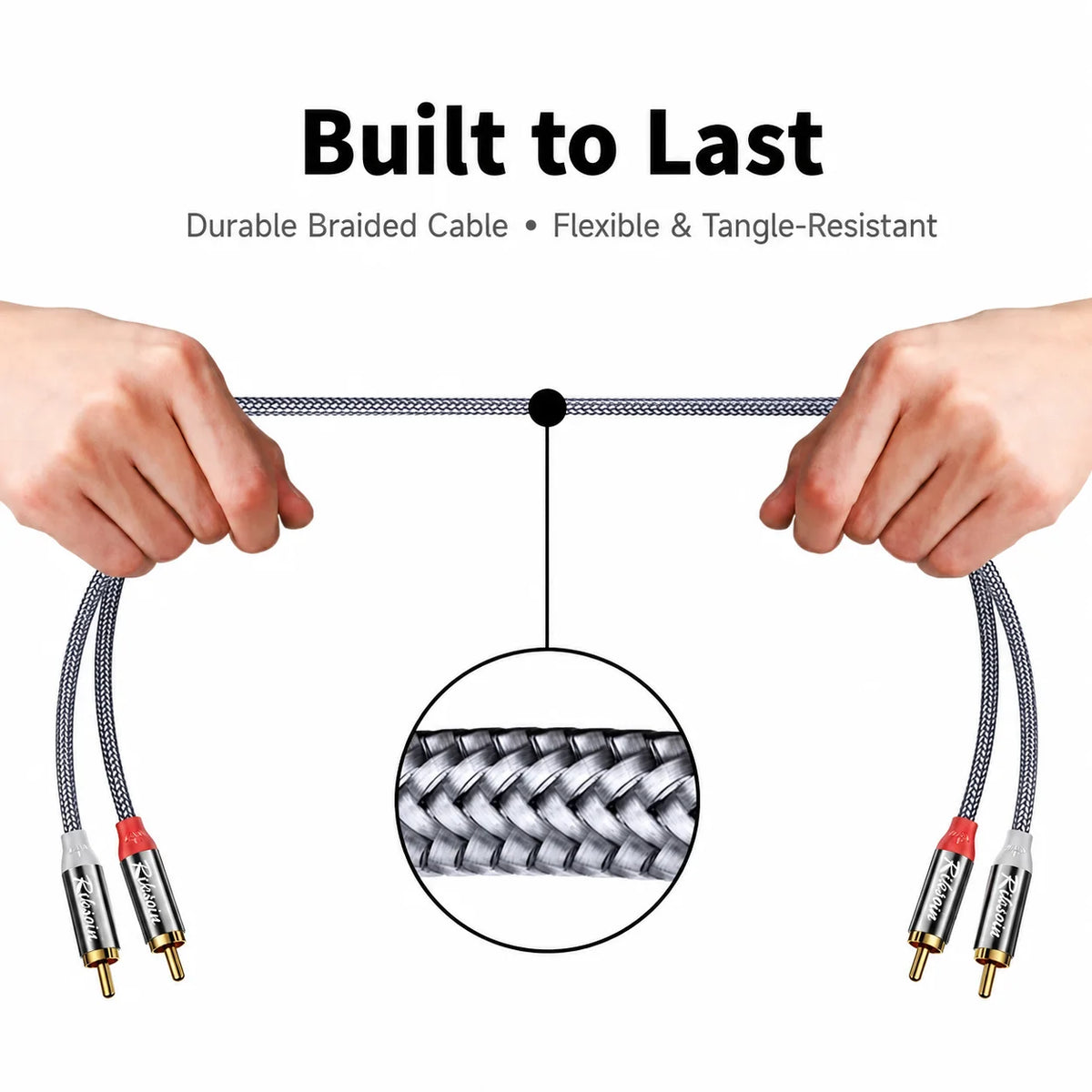 Braided 2 RCA to 2 RCA Stereo Audio Cable