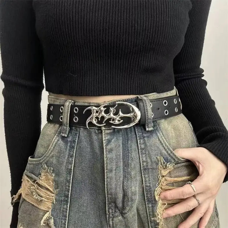 Nouveau Ceinture Punk de Mode Y2K Creuse en Cuir PU pour Hommes Femmes - Accessoire Tendance pour Cadeau, Ceintures de Taille Neutres Grande Taille