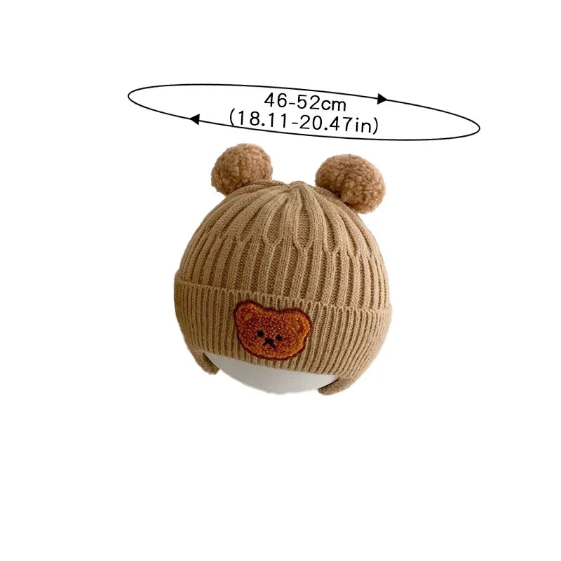Baby wool hat cute bear ear protection hat children winter thickened warm knitted Korean version of the baby hat 