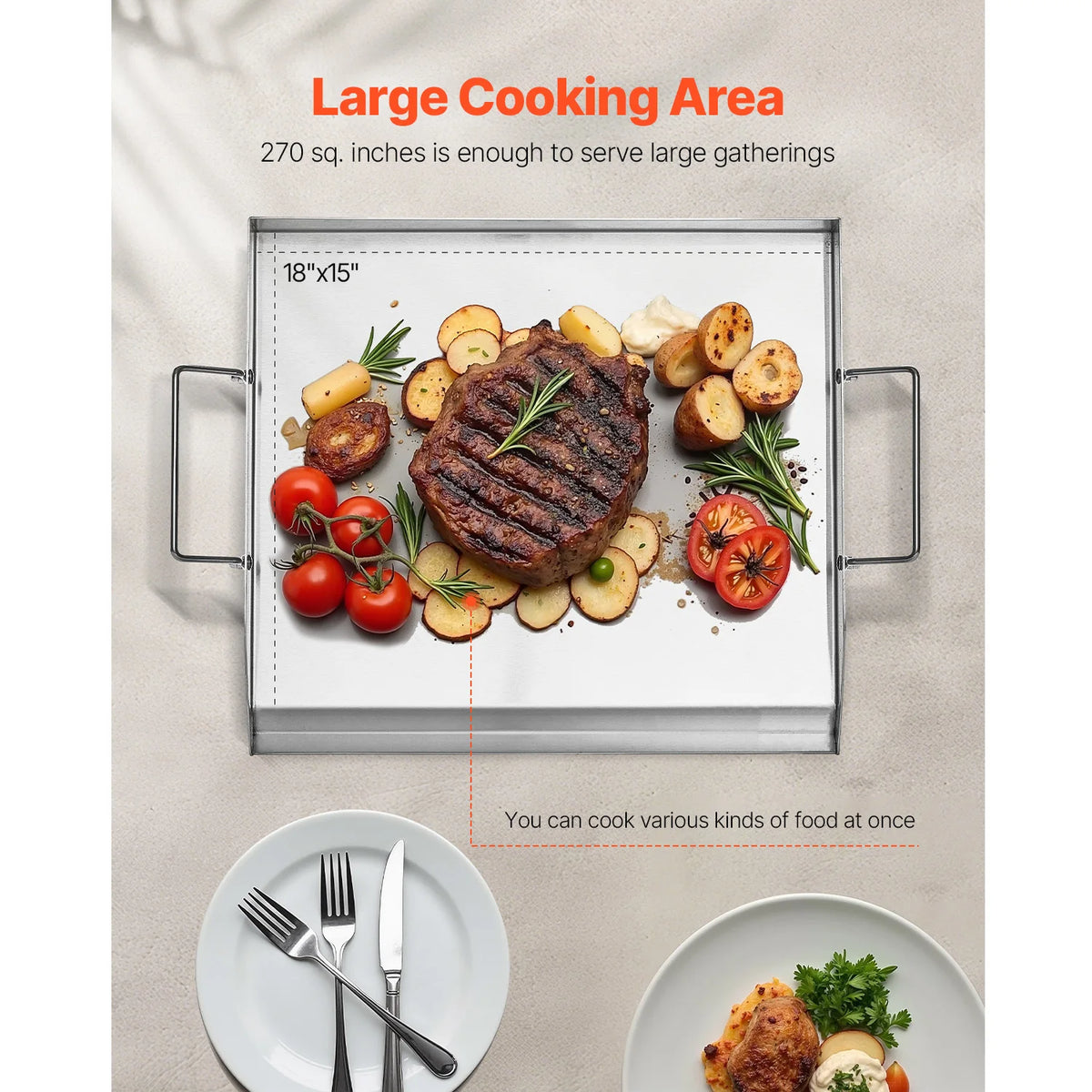 Rectangular Grill-Top Griddle Plate – Size Options