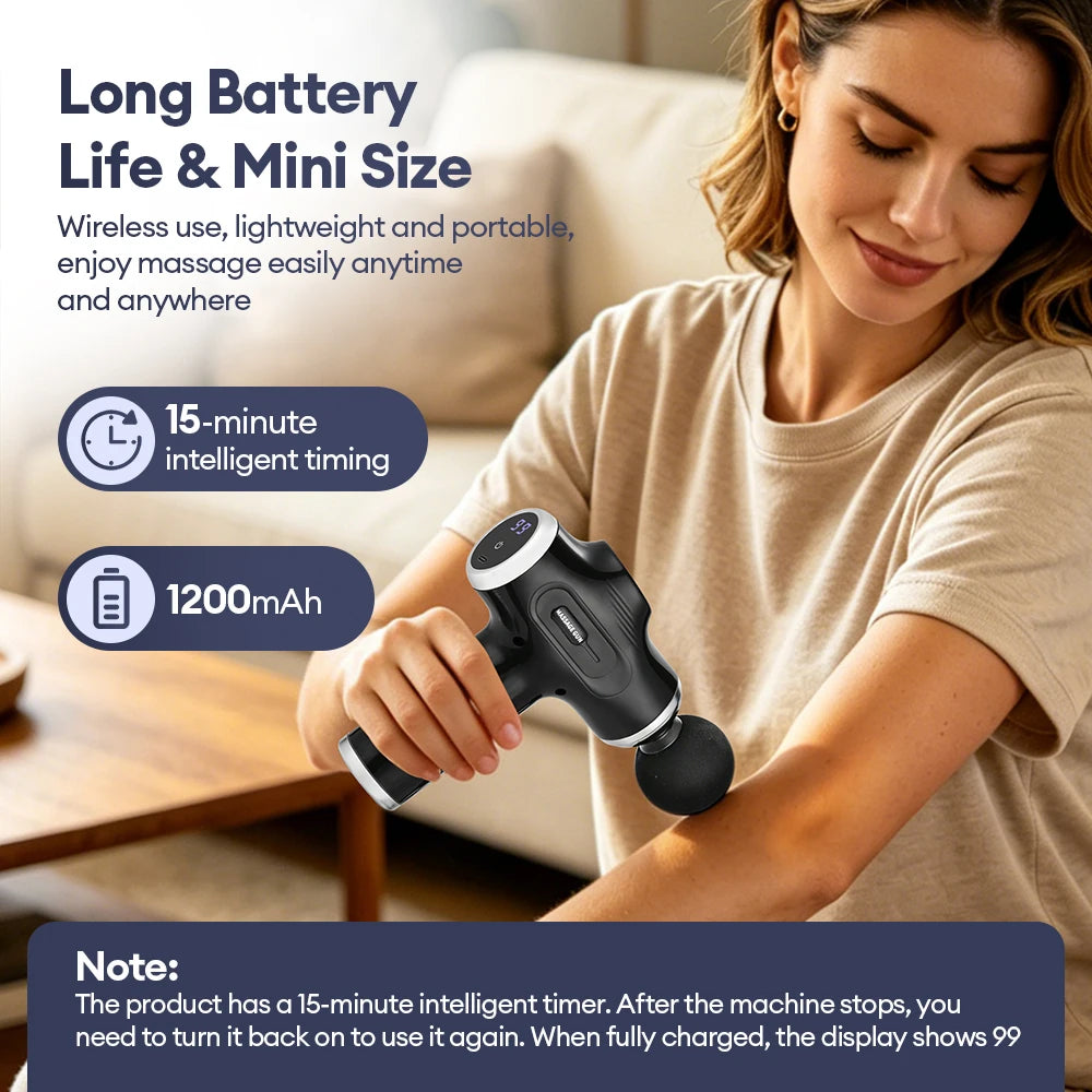 Mini Muscle Massage Gun with 10 Heads and Adjustable Intensity