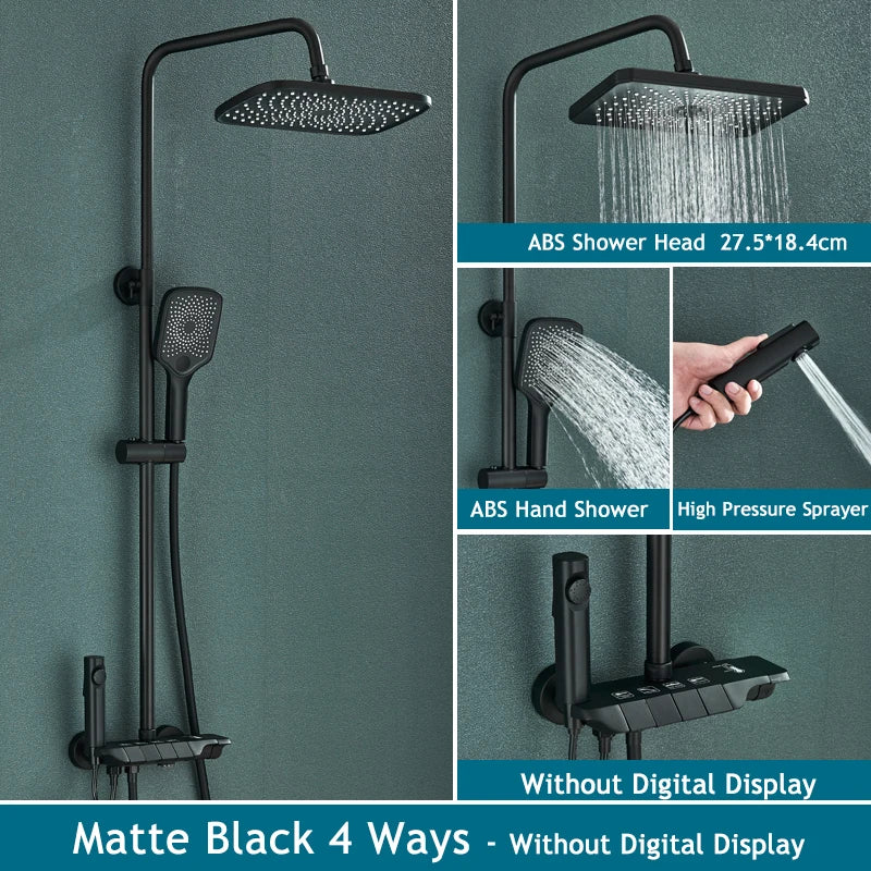 Rainfall Bathroom Shower System Set with Digital Display