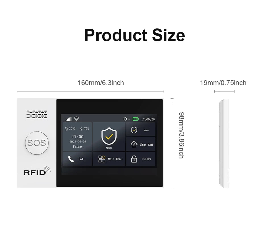 PGST Wireless Home Security Alarm System Work with Tuya 4G 2G GSM WIFI Smart Home 433MHz App Control With Alexa