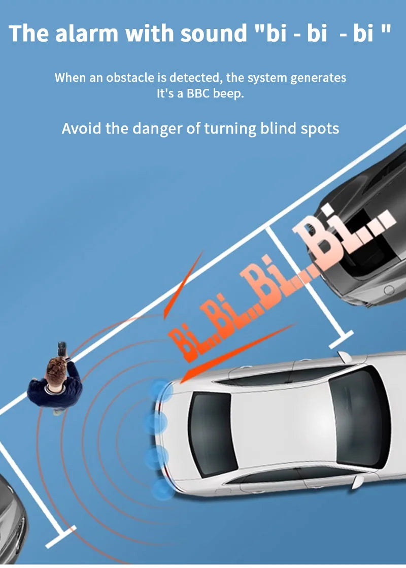 Rearview Mirror Parking Sensor System with 4 Radar Probes