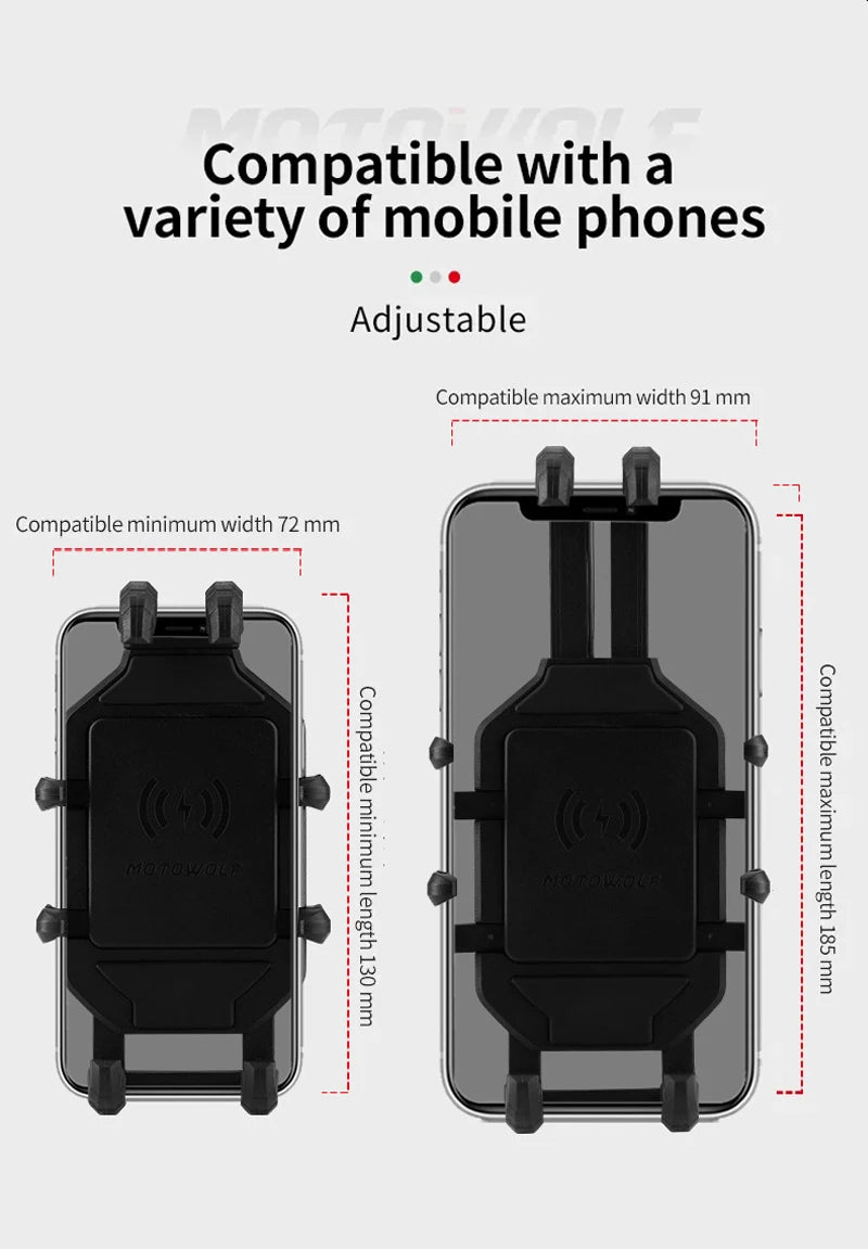 Motorcycle Wireless Charging Phone Mount with 360° Rotation Holder