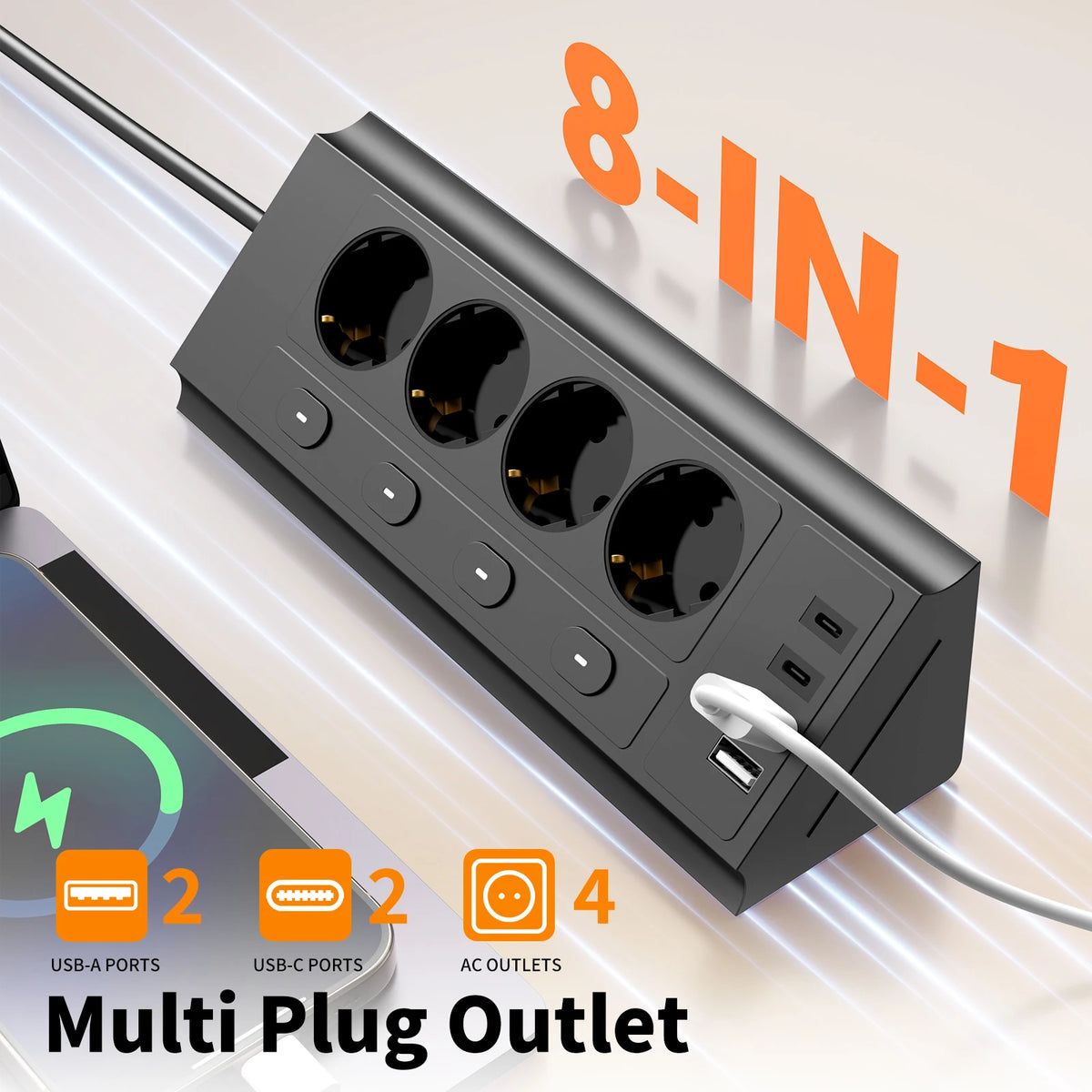 EU Corner Power Strip with Individual Switches