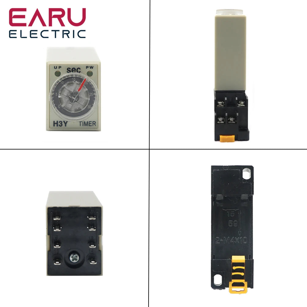 Timer ritardato H3Y-2 AC220V con zoccolo, ritardo all'accensione, manopola rotante, DPDT, 0-30s 60Min, relè timer regolabile per domotica