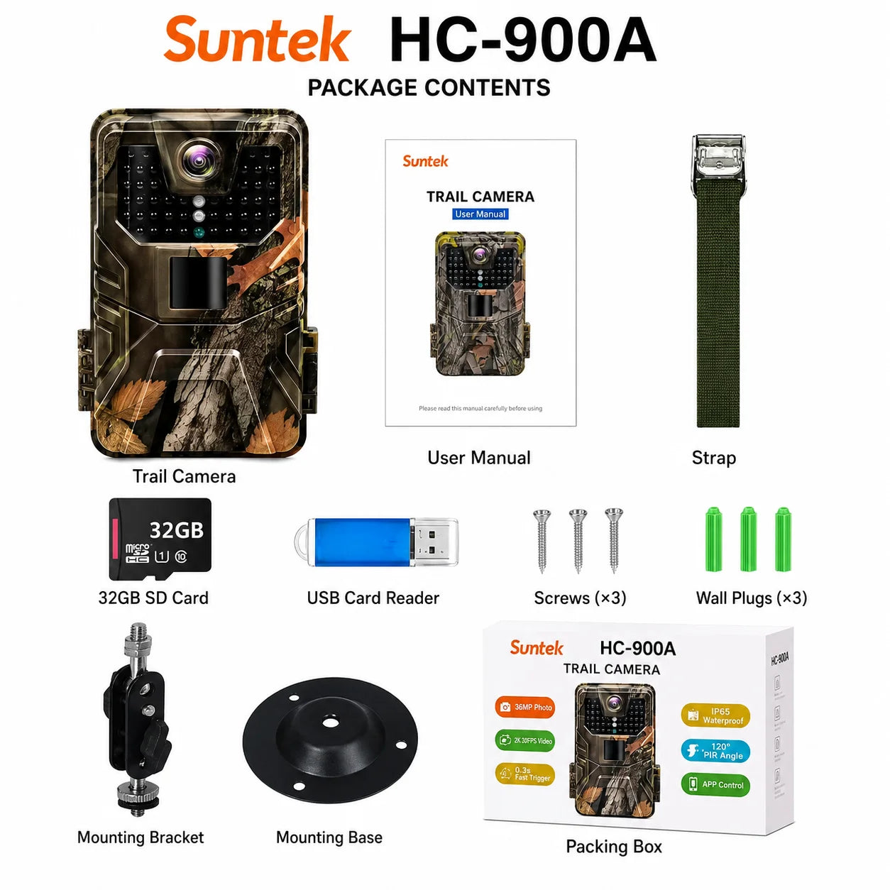 36MP 2K Trail Camera with 120° Detection and No Glow Night Vision