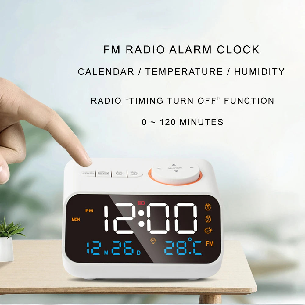 LED Alarm Clock with FM Radio, Temperature & Humidity Display