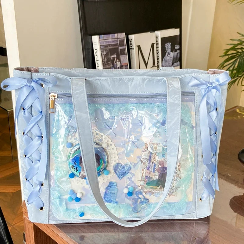 Sac cabas d’affichage avec nœud et dentelle