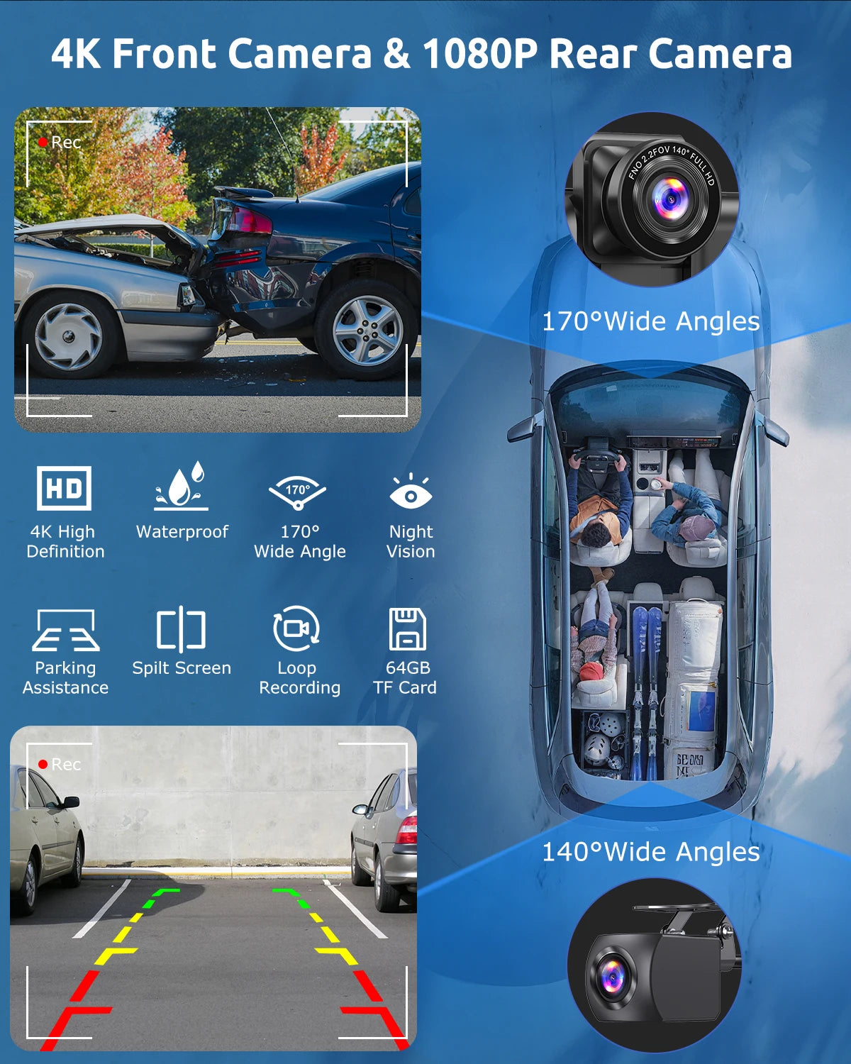 10.26" 4K Dash Cam Car Stereo with Wireless CarPlay