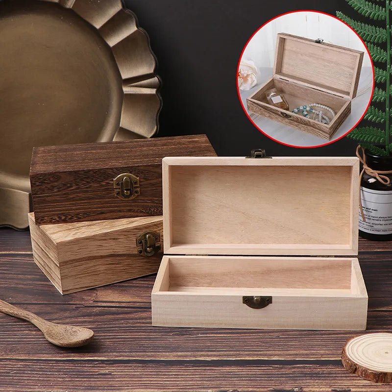 Rectangular Wooden Keepsake Box with Clasp