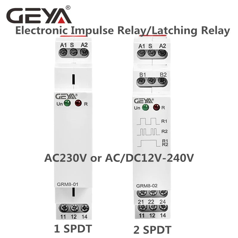 GRM8 DIN-Rail Latching Relay, Contact/Voltage Options
