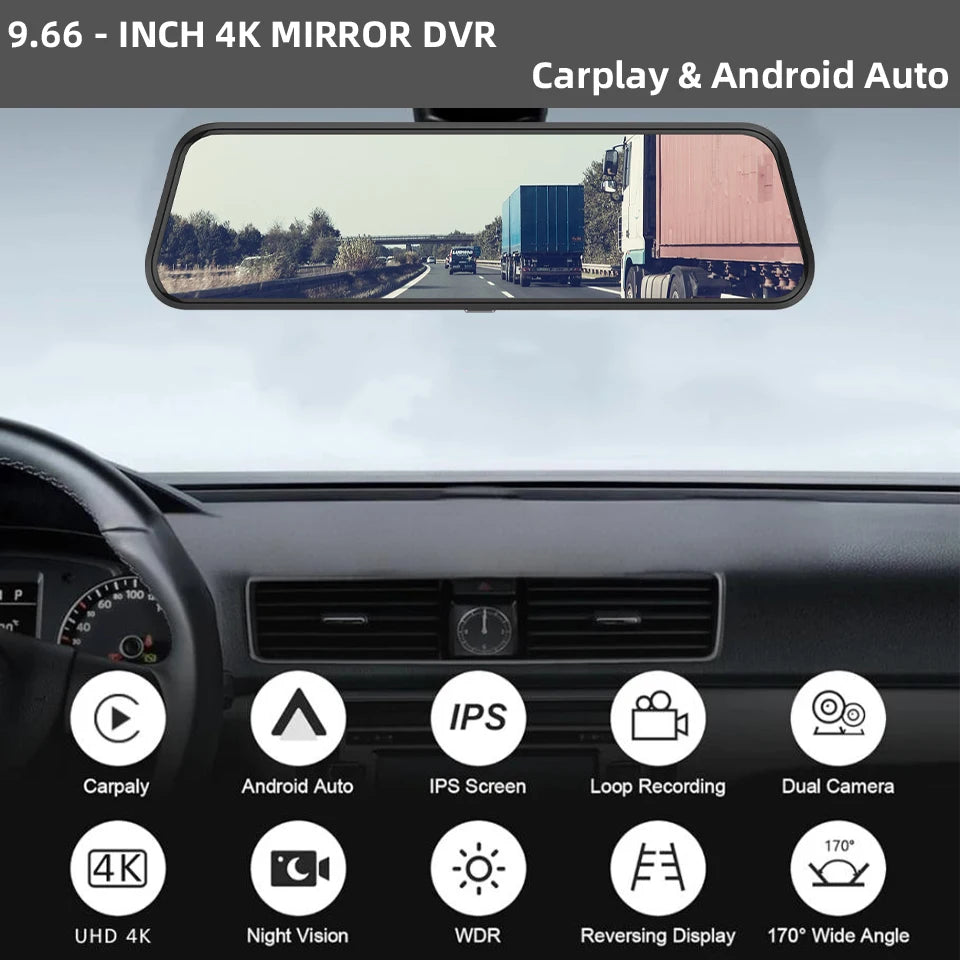 4K Touch Screen Car Dash Cam with Rear Camera