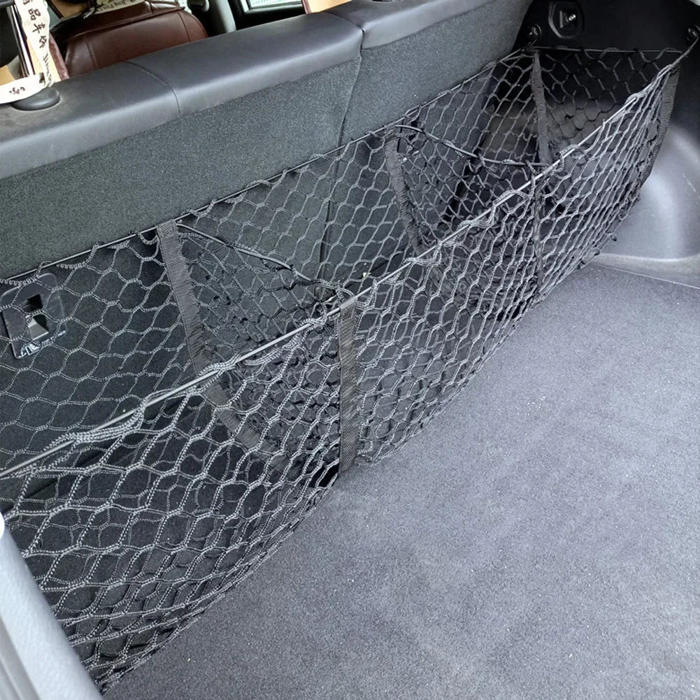 3 Pockets Cargo Net Stretchy Trunk Storage Organizer Net Heavy-Duty Luggage Holder with Mount Kit For SUV Pickup Truck Van