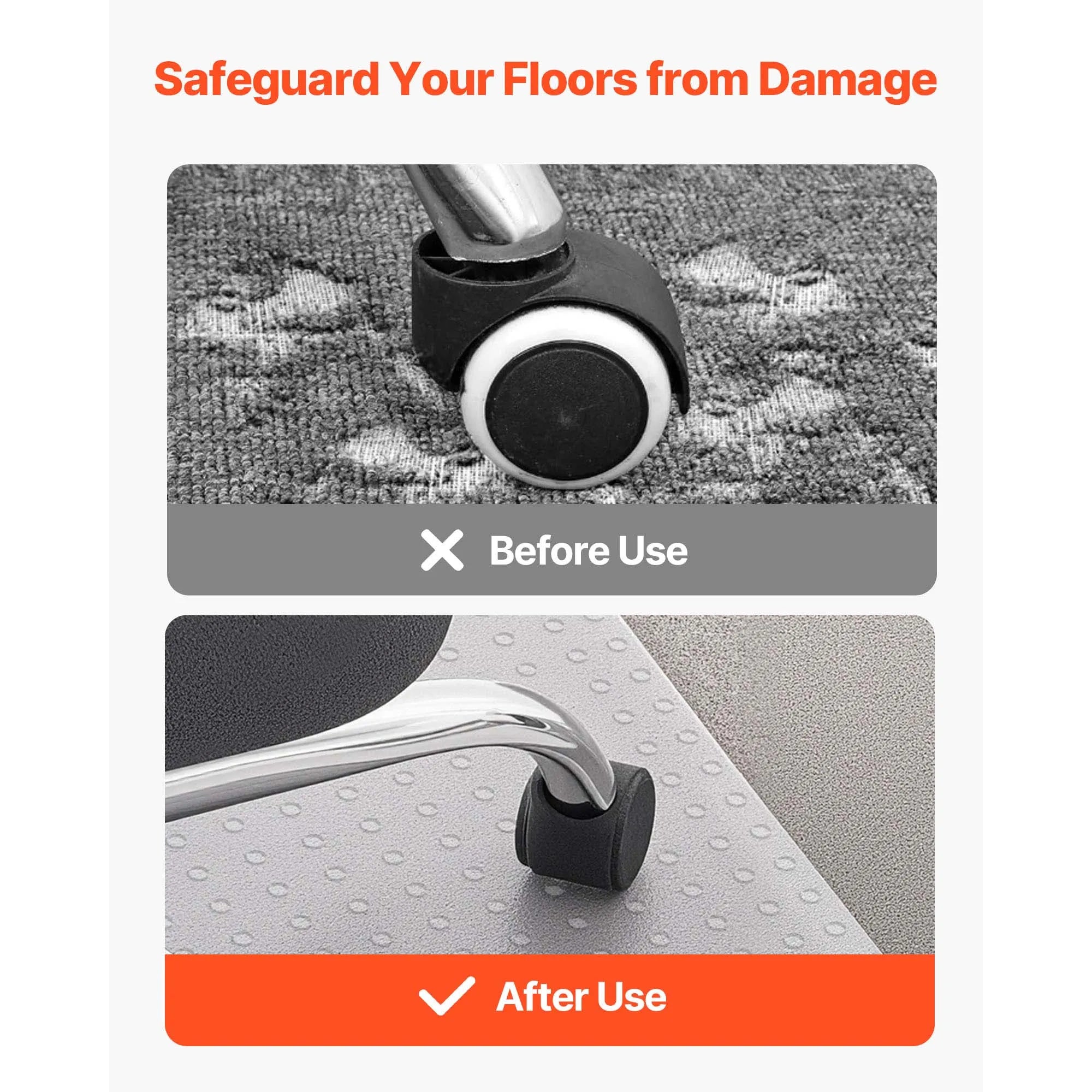 SucceBuy Chair Mat Plastic Floor Protector Rug with Studded Non-Slip & Easy to Clean Smooth Glide Under Desk Rug for Home Office