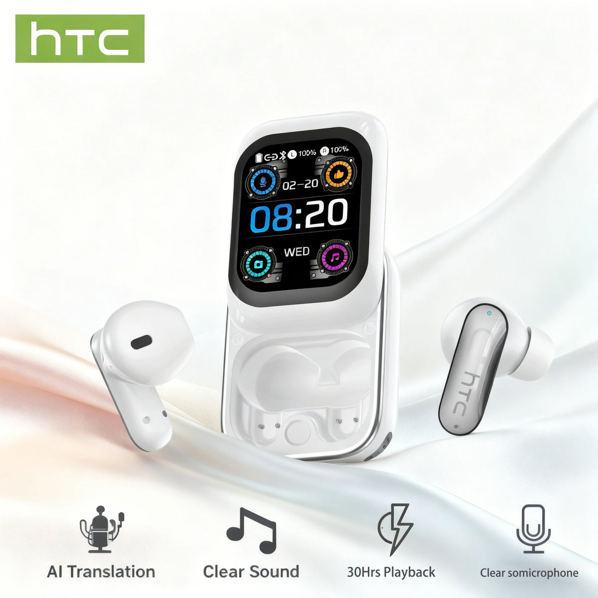 Sliding Cover Bluetooth Wireless Earbuds with ANC and AI Translation
