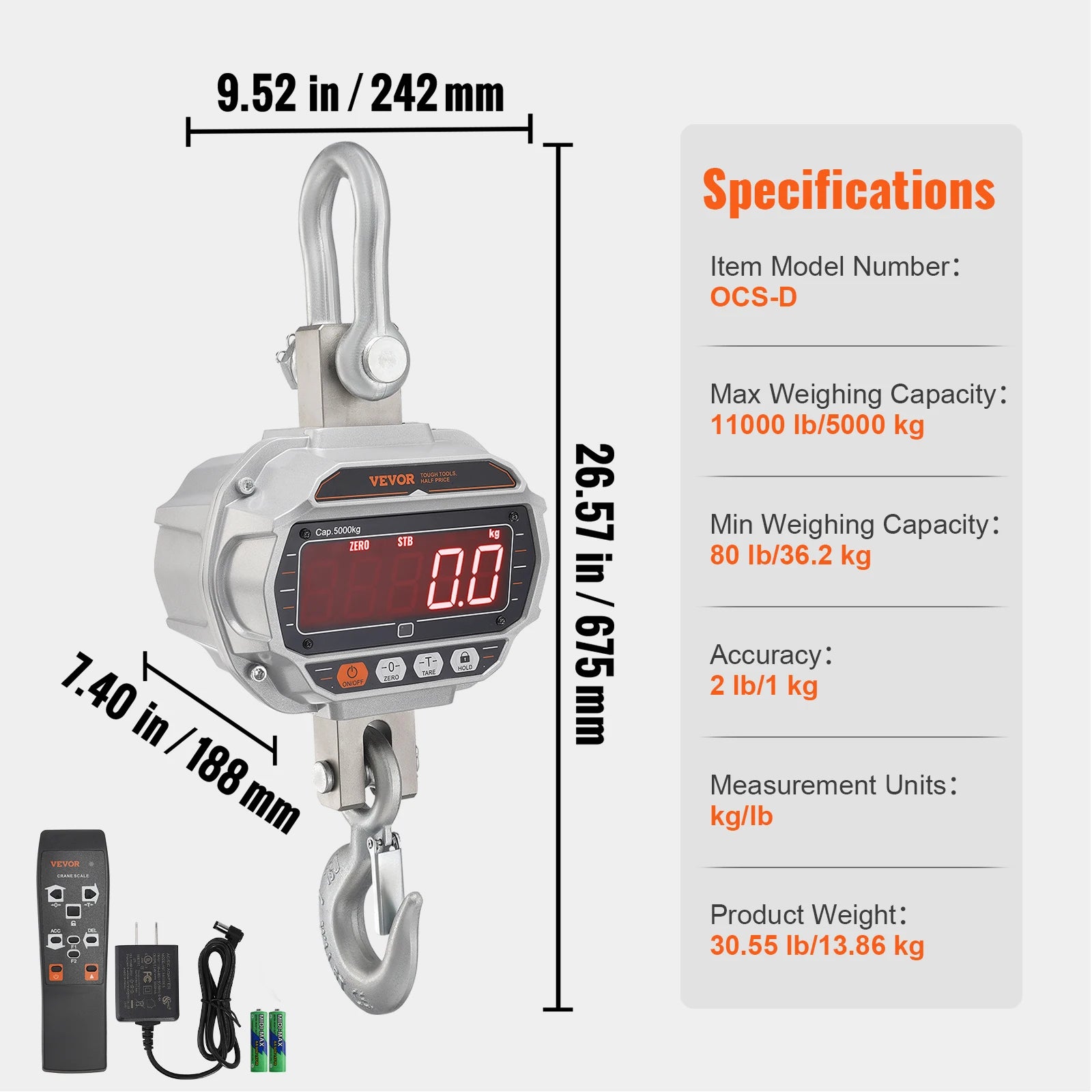 Digital Crane Scale 3000–5000 kg Heavy Duty Hanging Scale with Remote