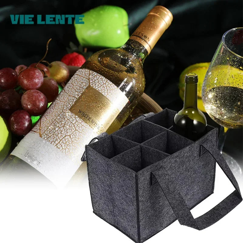 Felt Bottle Carrier with Six Compartments