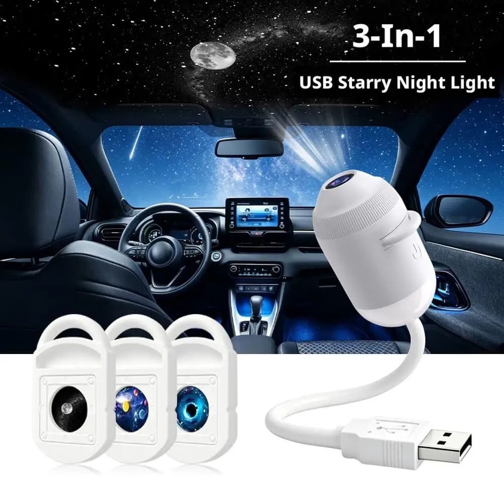 Car Galaxy Films Projector USB Starry Sky Night Light HD Smart Dynamic Holographic Light Projector Car Bedroom Atmosphere Light