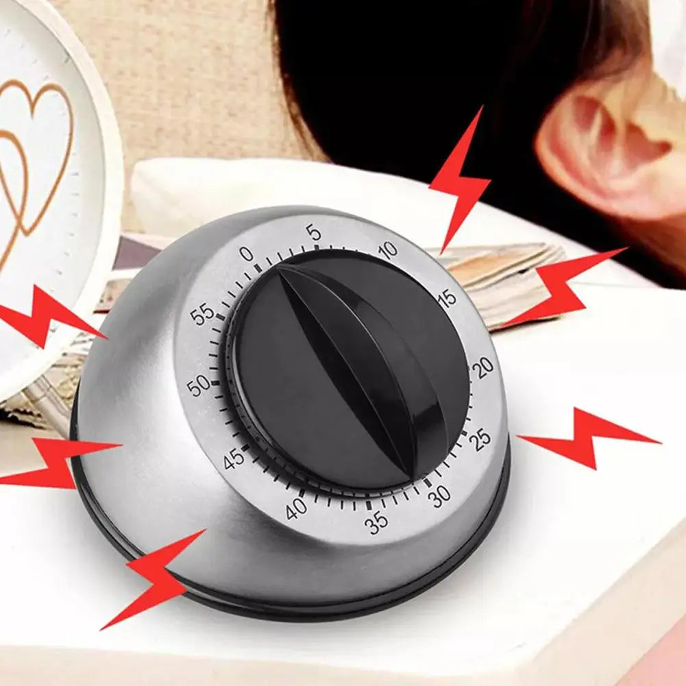 Stainless Steel Mechanical Kitchen Timer with Magnetic Base