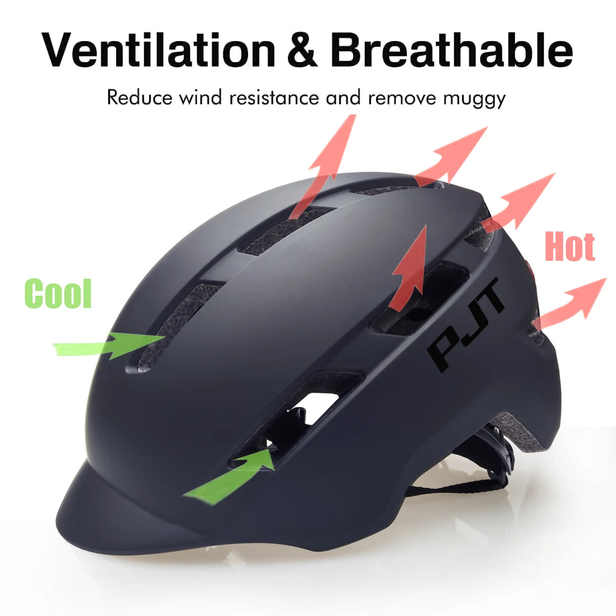 PJT New Cycling Helmet In-Mold Mountain Road USB Rechargeable Tail light Bicycle Bike Helmet Sports Safe Hat MTB Cycling Helmet 