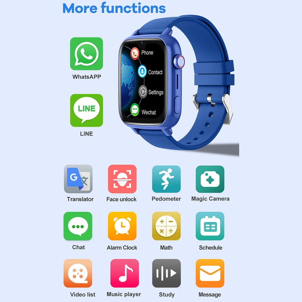 4G Kids GPS Smart Watch with Video Call, SOS, Camera, WiFi and App Download