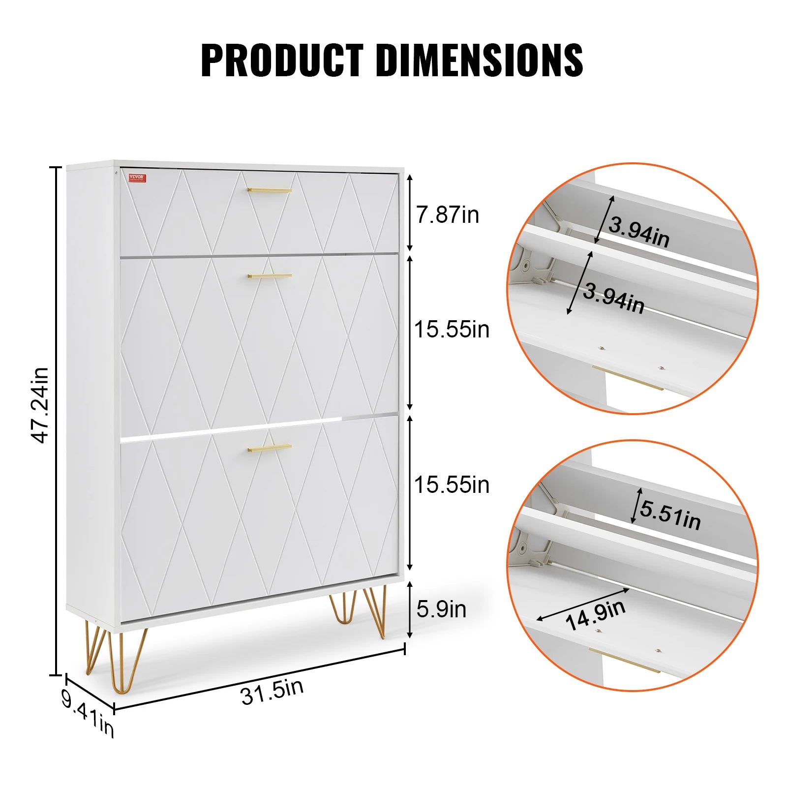 3-Drawer Flip Shoe Cabinet for Entryway Storage and Organization