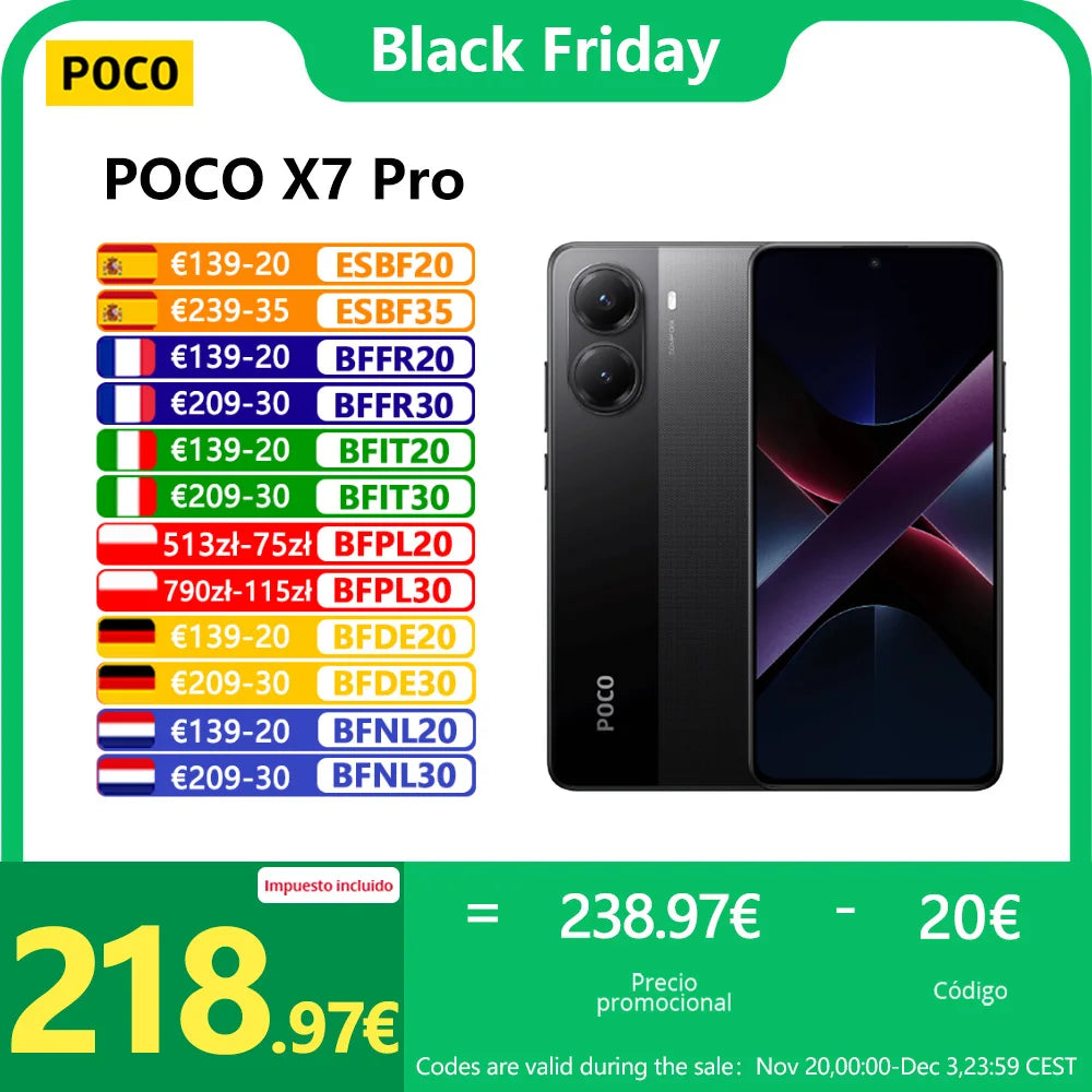 POCO X7 Pro 5G NFC Smartphone con display AMOLED 1.5K